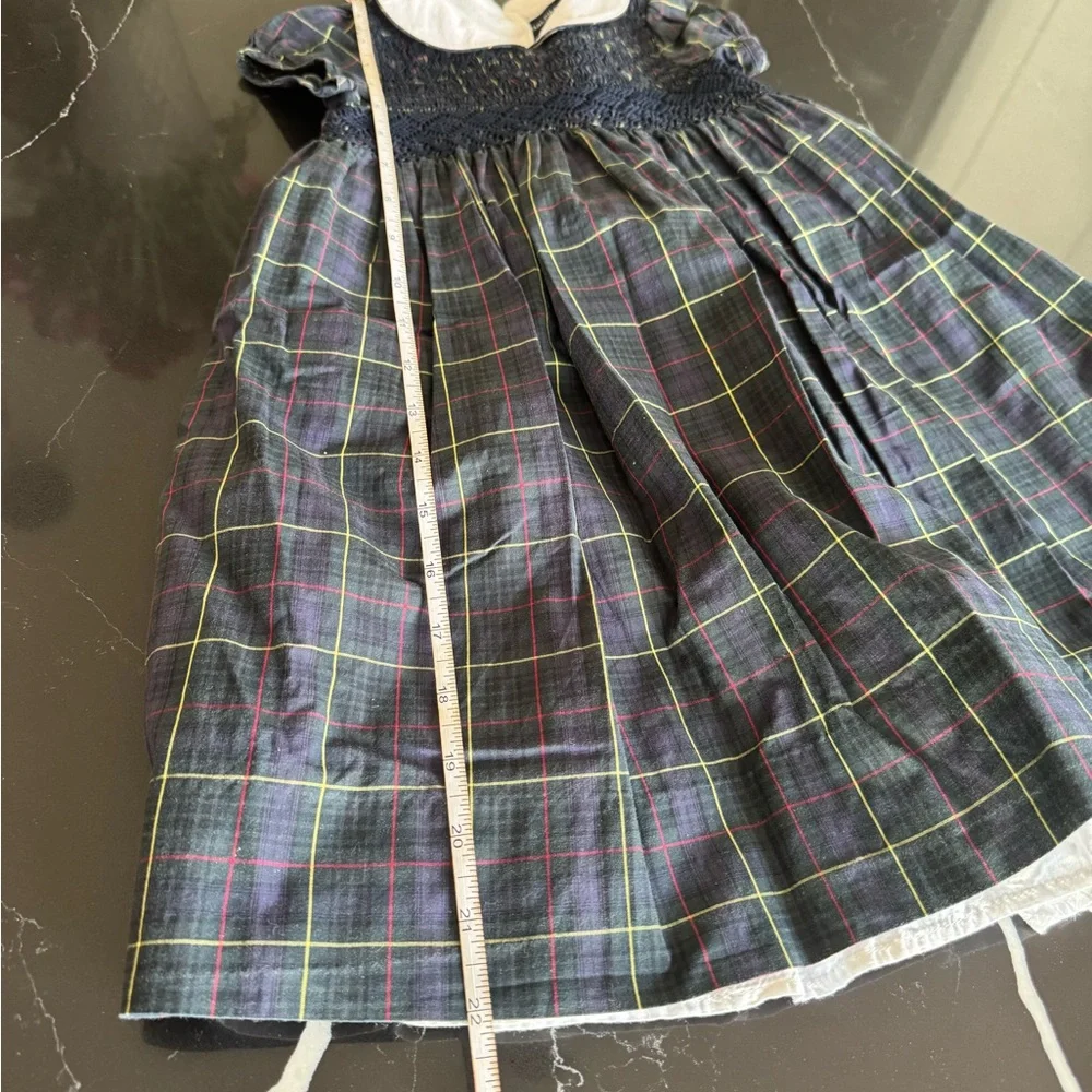 Vintage Blue Label Ralph Lauren Kids Dress with White Collar‎ and Plaid Pattern